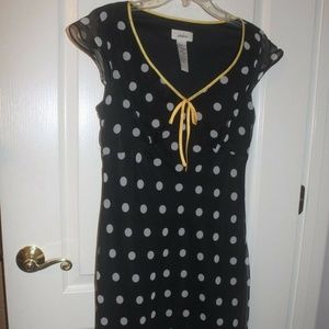 Ombre sleeveless dress  black white polka dot Yellow Trim Size 9/10 Excellent